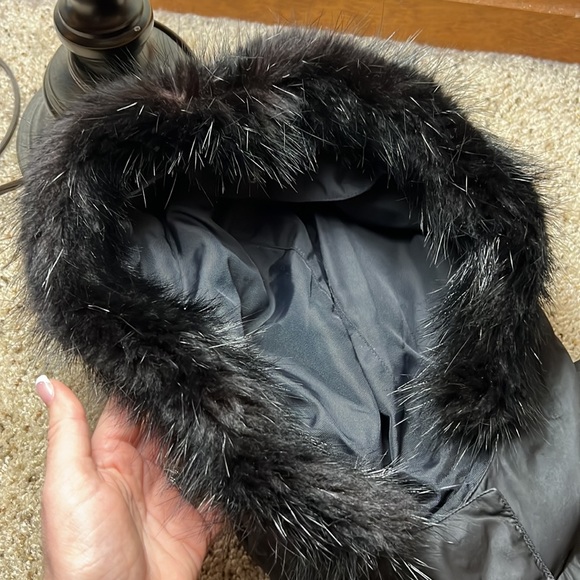 Voyage by Marina Rinaldi Goose Down and Real Beaver Fur Reversible Black Jacket - Picture 4 of 16